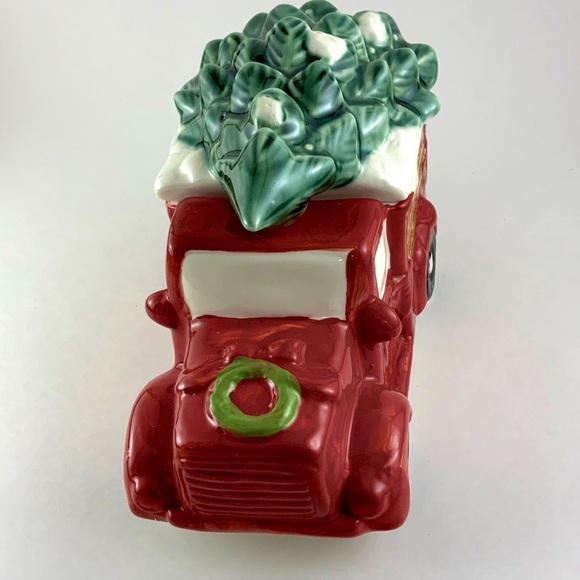 Christmas Canister Farm Vintage Truck Cookie Jar Treat Jar Hand Painted Ceramic - Picture 7 of 16